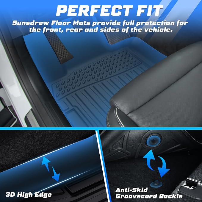 Sunsdrew Floor Mats for 2019-2026 Chevy Blazer/Cadillac XT5 (Not for EV)/for 2017-2023 GMC Acadia, All Weather Floor Liners Front Rear 2 Rows Car Mats Accessories TPE Rubber High Edge - Image 4
