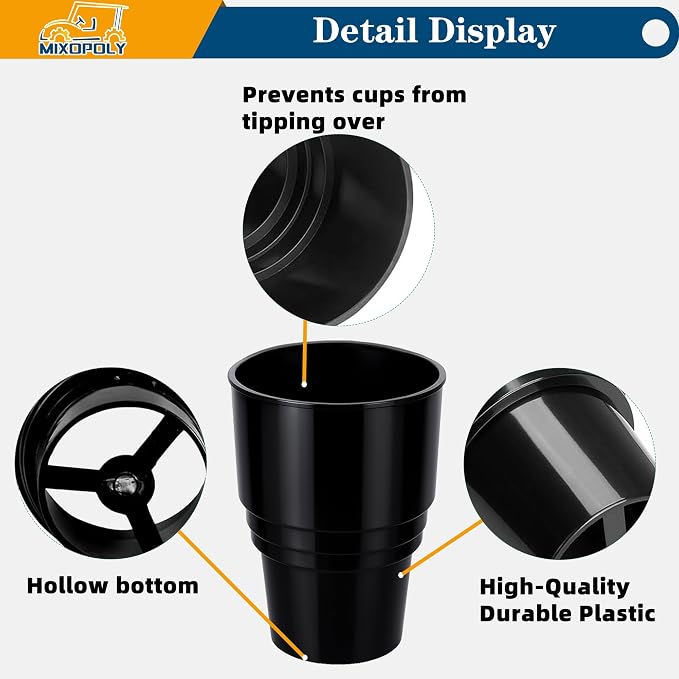Golf Cart Cup Holder Insert Adapter Replacement fits Club Car EZGO Yamaha Golf Cart, for Placing and Securing 16.4 oz Portable Propane Gas Bottle or Drink Water Glass, (1Pcs, Black) - Image 3