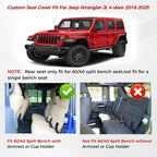 Huidasource 2018-2026 Wrangler JL Seat Covers 4 Door, with Rear Cupholder | Wrangler Leather Seat Covers Full Set, Waterproof Seat Cushion Covers Fit for Jeep Wrangler JL 4-Door (Full Set/Black&Blue) - Image 6