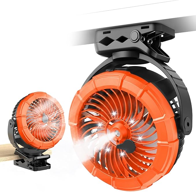 Ausic Misting Golf Cart Fans, Portable Magnetic Cruise Fan with Mist, [Max 45H Runtime] Outdoor Clip on Fan, Camping Stroller Fan with LED/Cooling Spray, Battery Rechargeable Fan for Travel/Beach by Ausic