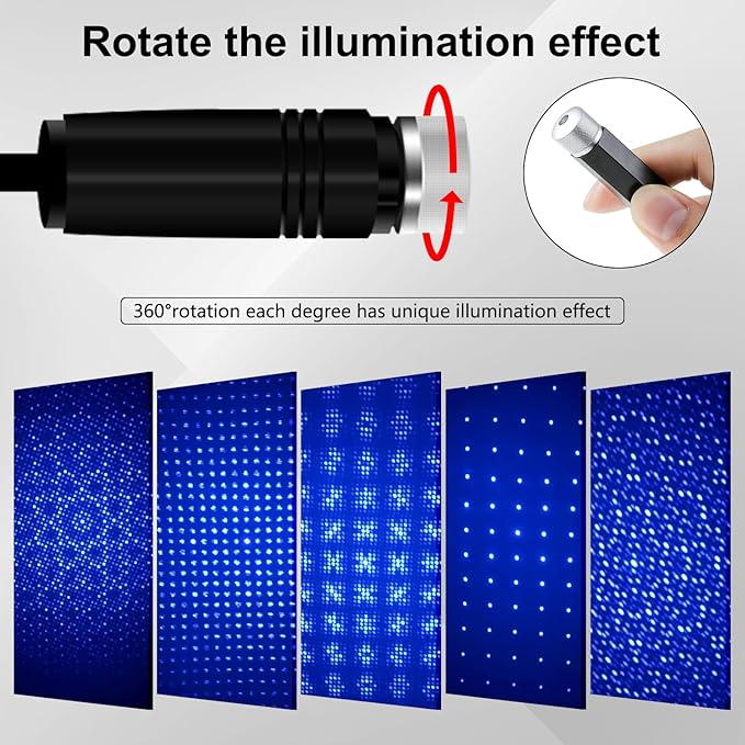 USB Star Projector Night Light, Interior Car Roof LED Light, Violet Blue | Plug-in USB, Portable Adjustable Romantic Star Lamp Projector Decorations for Car, Ceiling, Bedroom - Image 3