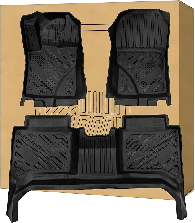 All Weather Floor Mats Floor Liner Waterproof Rug for Ford Ranger 2019-2023 | 3D Laser Precision Fit Waterproof Durable Non-slip Odorless Front Rear Full Sets Trunk Tray Carpet Liners Accessories by AiqiyingAutoAccesories