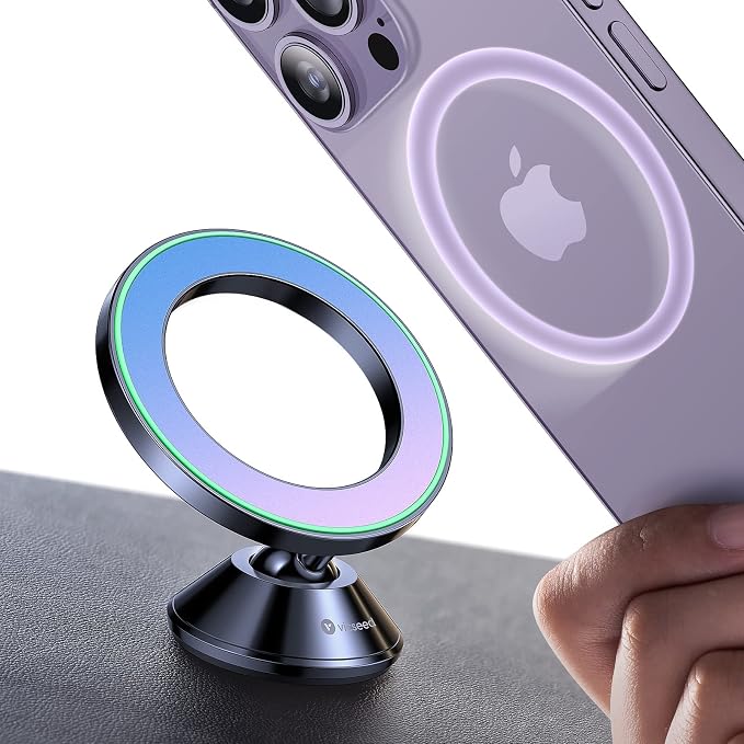 VICSEED Fit for MagSafe Car Mount [Colorful Gradient] Magnetic Phone Holder for Car Dashboard [Lasting & Never Fall] All Metal Sturdy Phone Mount for Car Dash Fit iPhone 16 Pro Max 15 14 13 12 Samsung by VICSEED