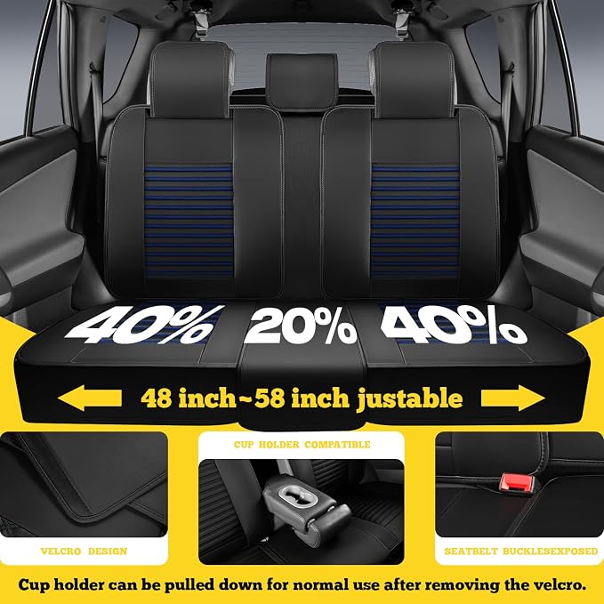 Car Seat Covers Full Set, Faux Nappa Leather, for Sedans and SUVs | Full Set, Waterproof, Airbag Compatible - Image 5