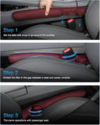 Leather Car Seat Gap Filler Universal for Car Truck SUV to Block The Gap Between Seat and Console Stop Things from Dropping 2 Sets Red, SGF02R - Image 5