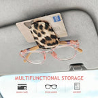 Sunglass Holder for Car Visor, Cheetah Leopard Magnet Sunglasses Holder for car Leather Sunglasses Holder and Ticket Card Clip Car Visor Accessories - Image 5