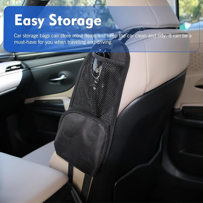 Car Seat Side Organizer, Multi-Pocket Car Seat Storage Hanging Bag, Multifunctional Mesh Net Pocket, Holds Phones, Drink, Glasses, Wallet, for Cars, Trucks - Image 6
