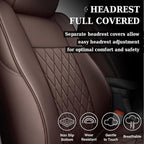 Coverado Tacoma Seat Covers, Leather Car Seat Covers Full Set Custom Fit 2005-2023 Toyota Tacoma Double/Crew Cab, Seat Covers for Cars Car Seat Protector(Brown) - Image 4