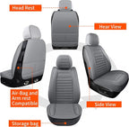 HChengkikz Front Car Seat Cover, Faux Leather, Waterproof (Gray) | Breathable, Airbag Compatible, Easy Maintenance, Universal Fit for Most Sedans SUVs Pick-ups Trucks - Image 5