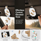 Sunglasses Holder for Car Visor, PU Leather Glasses Clip Organizer, Cute Magnetic Eyeglass Holder for Vehicle Sun Visor, Car Interior Accessory for Women & Men, Bear Bows - Image 5