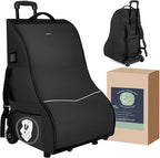 Rolling Car Seat Travel Bag with Wheels – Car Seat Backpack Transport Case for Airplane Travel, Fits Convertible & Booster Seats, Protective Storage Cover, Black by Wurzfolk