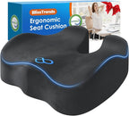 BlissTrends Thick Seat Cushion for Office Chair & Car Seat, XL, Grey | Memory Foam with Removable Cover, Ergonomic Tailbone & Sciatica Support for Pressure Relief and Long Sitting, 3.9" Thick by BlissTrends