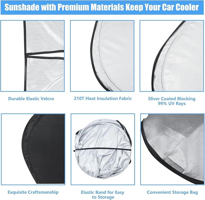 Windshield Sun Shade Car Sunshade Accessories Fit 2021-2026 Ford F-150 F150 | HUOHUIGO Front Truck Window Shade Cover Sun Visor Heat Shield Fit Ford Lariat, King Ranch, Platinum, XL XLT Limited Raptor - Image 3