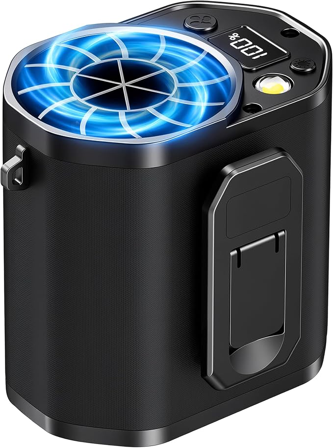 Waist Fan with Clip on: Portable 4-Speed Enlarged Fan-blades Personal Belt Fan with LED Light 6-11H of Working Time Hands-Free Neck Fan by Unknown