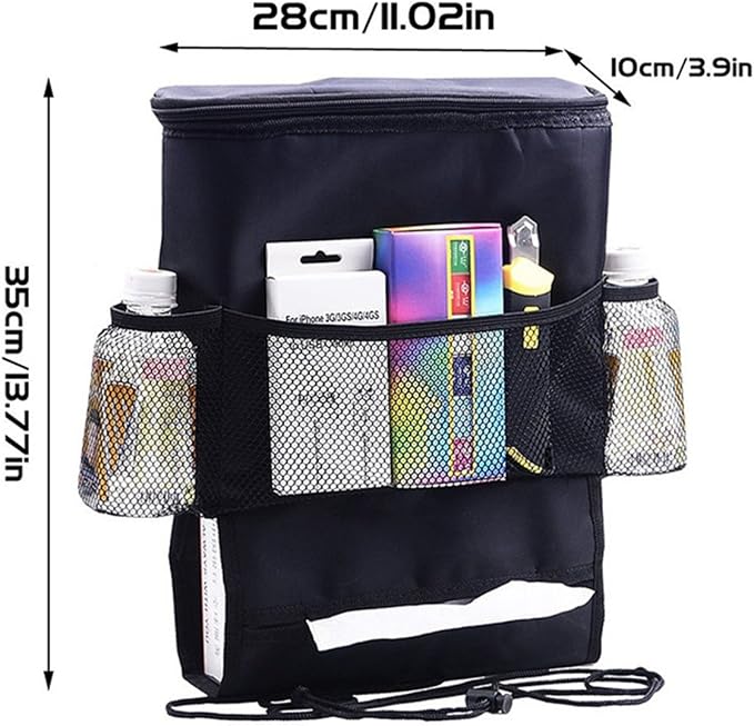KAFEEK Car Seat Organizer/Auto Seat Back Organizer/Multi-Pocket Travel Insulated Drinks Holder Cooler/Storage Bag Cool Wrap Bottle Bag with Mesh Pockets(Heat-Preservation) - Image 3