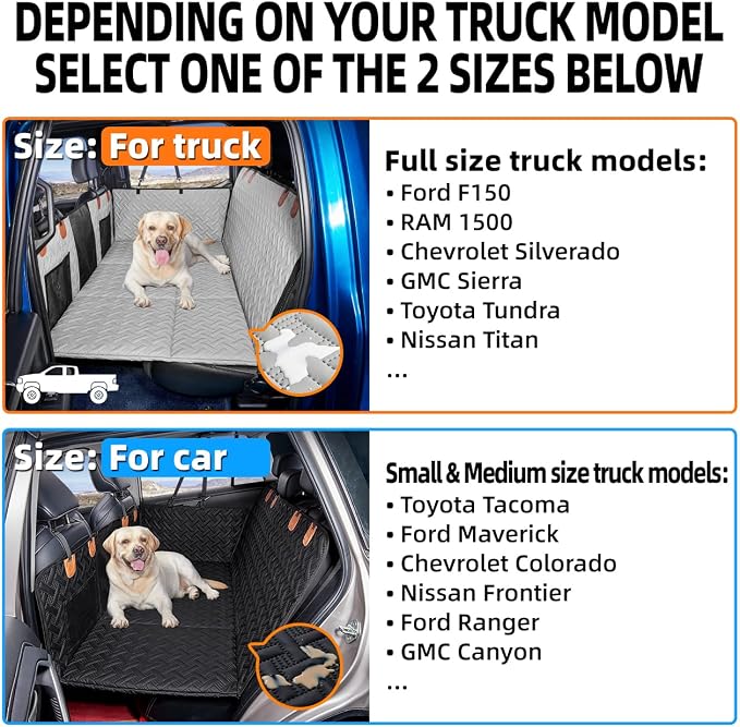MAXFUT Dog Car Seat Cover for Back Seat,Seat Extender for Full Size Truck | Hard Bottom Dog Hammock,Waterproof,Scratch Resistant Leather,Strong Support,More Rest Space,Truck Back Seat Protector,Grey - Image 2