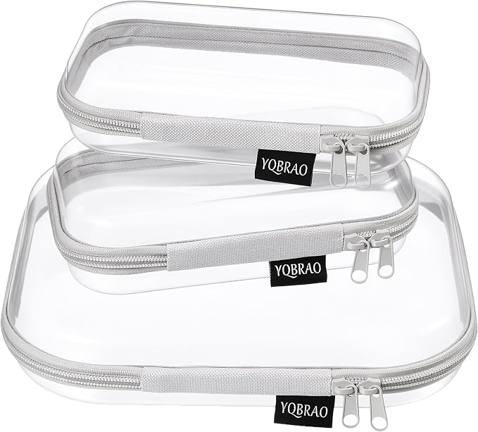 YQBRAO Clear Hard Shell Organizer Cases, 3-Pack, Gray | Rigid 1.2 mm PET organizers with multi-size design for travel storage, home use, and everyday essentials by Unknown