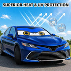 Car Windshield Sun Shade Umbrella, Universal Fit Mid-Large Sedans & SUVs | 57 x 31" Car Sun Visor, Foldable UV Heat Blocking Auto Sunshade with Rearview Mirror Cutout, Monster Blue Eyes - Image 3