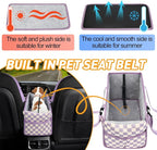Console Dog Car Seat for Small Dogs, Foldable Booster Seat,Purple Checkered | Portable Booster Seat Sits On Car Console/ Armrest. Foldable for Easy Storage. for Center Console, Easy To Clean. - Image 6