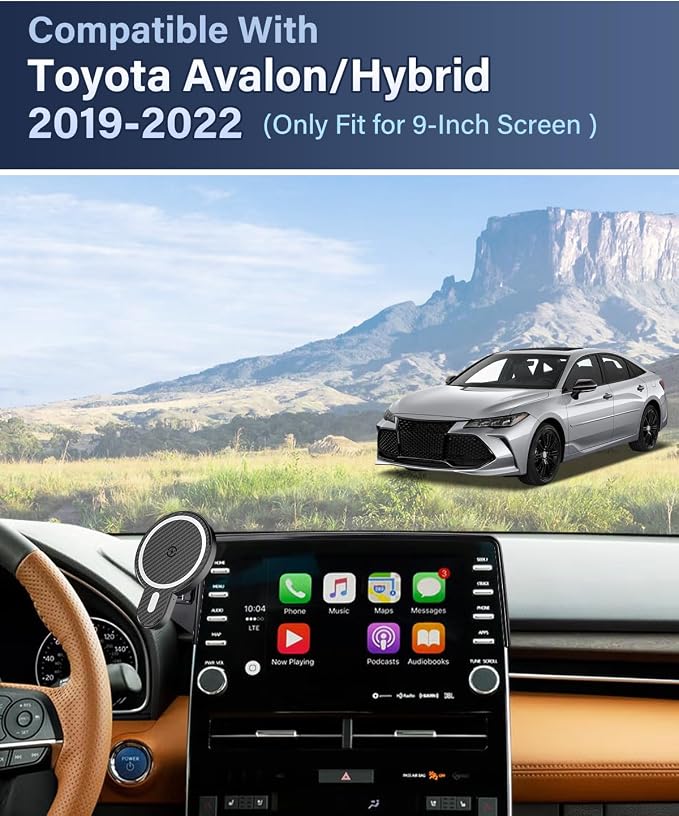 PZK Car Phone Holder for Toyota Avalon/Hybrid 2019-2022 9-Inch Screen | Strong Magnetic 15W Fast Wireless Charger Car Phone Mount with Magsafe Fixed Clip 360° Rotation Not Affect Vent Hands-Free - Image 2