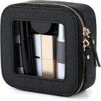 Small Clear Makeup Bag Travel Cosmetic Case, Portable Make Up Organizer Traveling Compact Car Bag for Essentials Transparent Toiletry Bag with Zipper by FASAOH