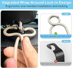 Purse Hooks for Car - 2 Pack Back Seat Storage Holder - Beige Leather/2L | Universal Car Headrest Hanger with Anti-Drop Lock Loop for Hat Bag Grocery Handbag Coat Must Have Stuff for Vehicle Truck SUV - Image 3