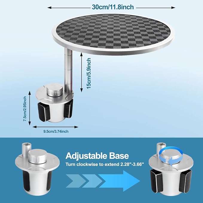 Car Tray Table & Car Desk for Laptop | 2 Risers and Anti-Slip Pad, 360° Rotating Cup Holder, For Tesla/ Working or Eating - Image 5