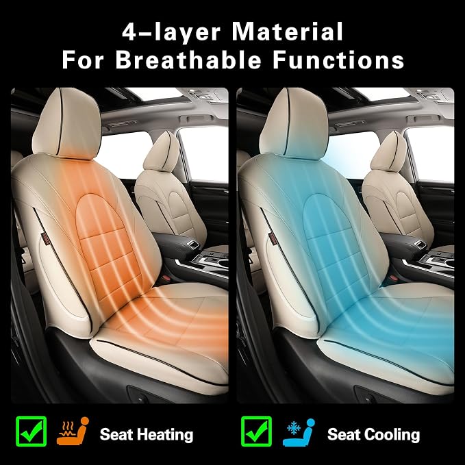 EKR Car Seat Covers for Toyota Camry 2025 2026 (Hybrid),Full Set | Custom Fit for Toyota Camry SE/LE 2025 2026 & Nightshade 2026,Easy-Wipe Protection-Faux Leather(Beige) - Image 6