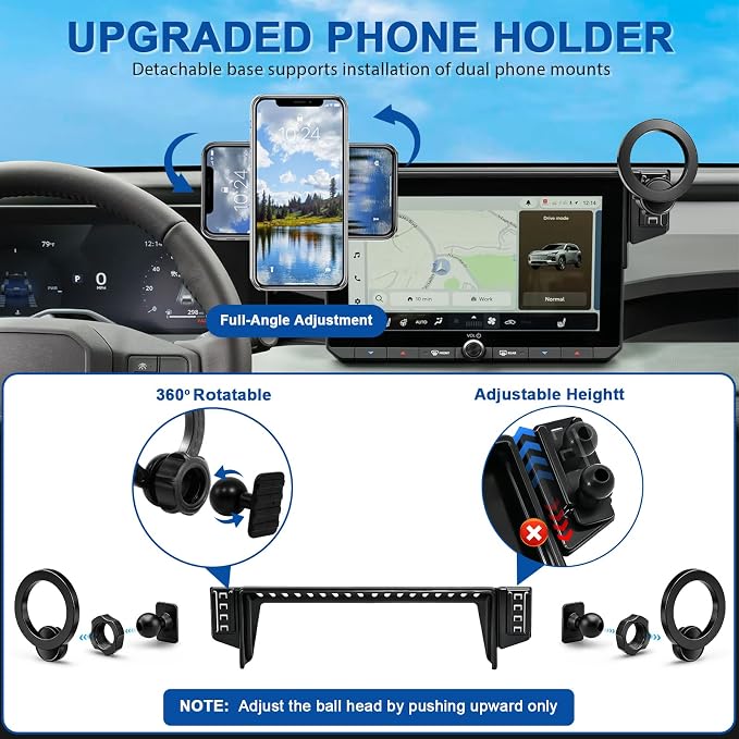 Dual-End Car Phone Holder for Toyota RAV4 2026 Accessories 10.5-Inch Screen | Strong Magnetic Cell Phone Mount for Magsafe iPhone, 360° Hands-Free No Air Vent Blockage One-Hand Operation Stable Stand - Image 4