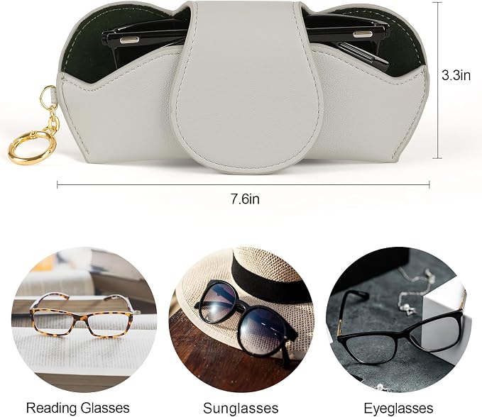 KINIVA Sunglasses Holder for Car Visor with Hanging Hook Portable Leather Glasses Storage Bag with Detachable Clips - Image 3