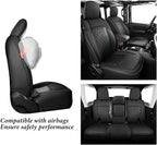 Coverado Seat Covers Fullset for Jeep Wrangler, Waterproof Car Seat Covers for Automotive Truck Seat Covers Custom Fit for 2018-2026 Jeep Wrangler JL 4-Door with Rear Cupholder Only，Black - Image 7