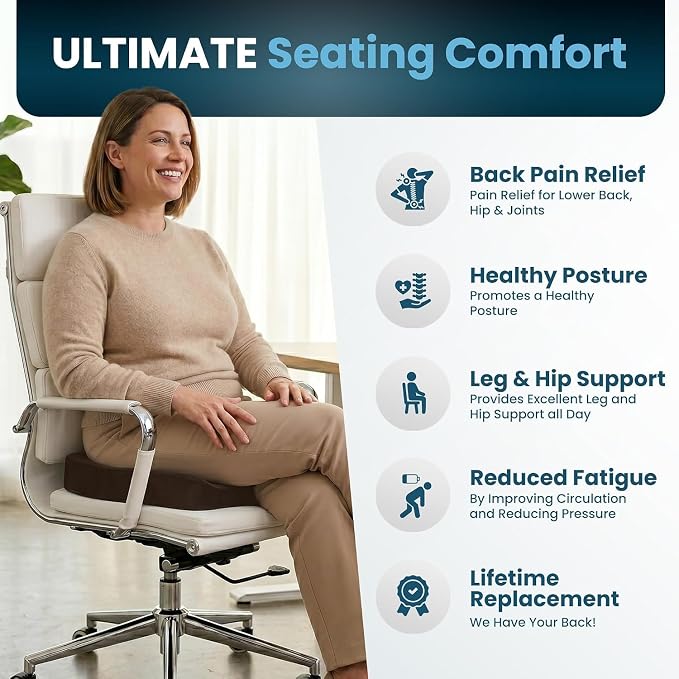 ComfiLife Extra Large Gel & Memory Foam Seat Cushion - Doctor Recommended Office Chair, Car Seat, Lifting Cushion - Back & Sciatica Pain Relief - Wide Seat Cushion for Big & Tall (Brown) - Image 7