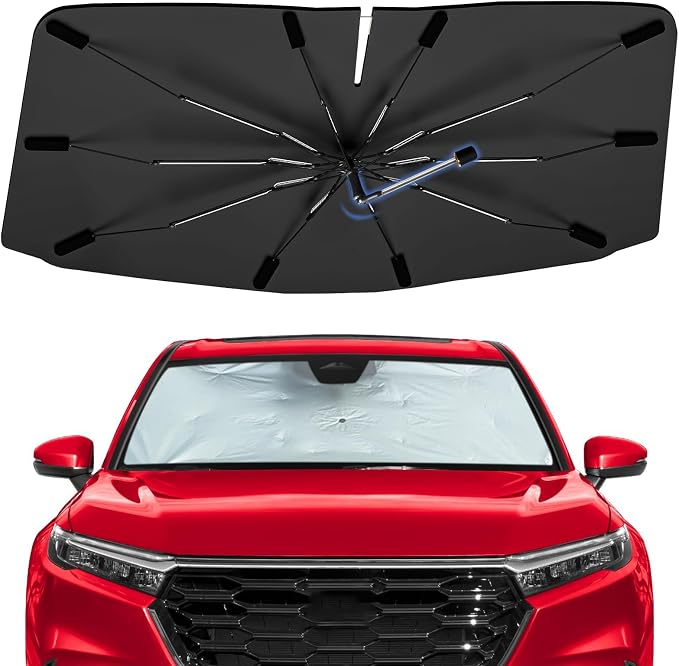 Windshield Sun Shade Umbrella for Honda CRV 2023-2026 Front Window | Foldable Car Sunshade, 360 Rotation Automotive Interior UV Protection for Outdoor Parking, Keep Car Cool by Bocvam