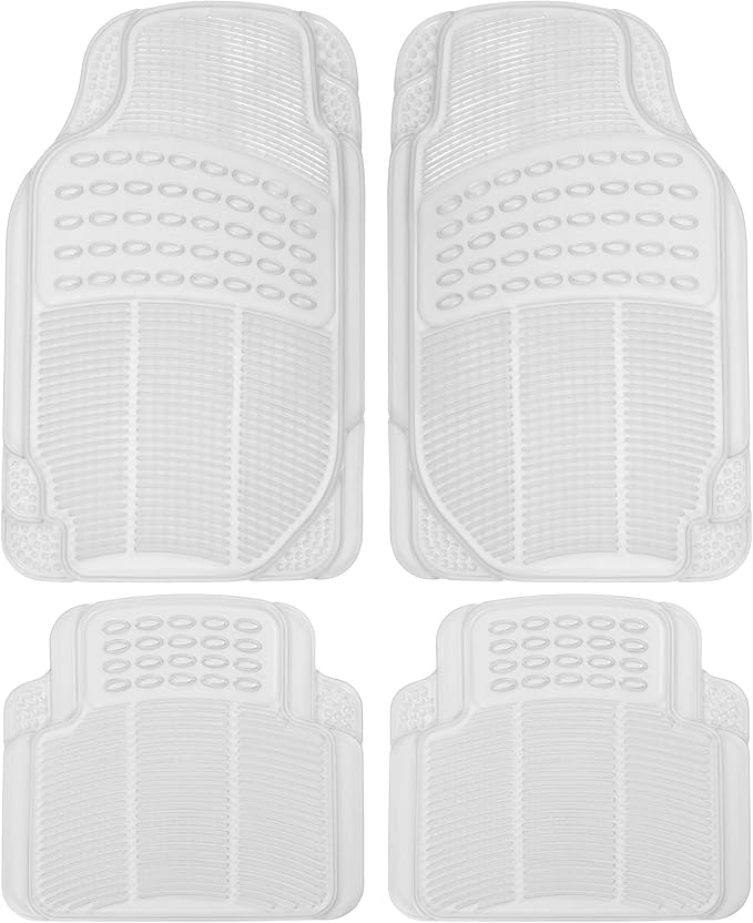 BDK 4-Piece Rubber Transparent Clear Floor Mats Heavy Duty for Front & Rear Car Truck Van SUV, All Weather Protection, Universal Fit by BDK