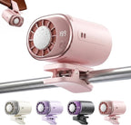 Car Clip on Air Conditioner Fan with LED Display, 360°Rotation, Semi-Cooling Technology, USB Rechargeable Personal Fan, Hands-Free Clip on Fan for Cars, Work, Camping (Pink) by Movued