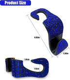 OSIFIT 2PCS Car Seat Hooks, Bling Car Rhinestone Headrest Hooks, Universal Bling Car Interior Accessories, for Handbag, Clothes, Purse, Water Bottle (Blue) - Image 2