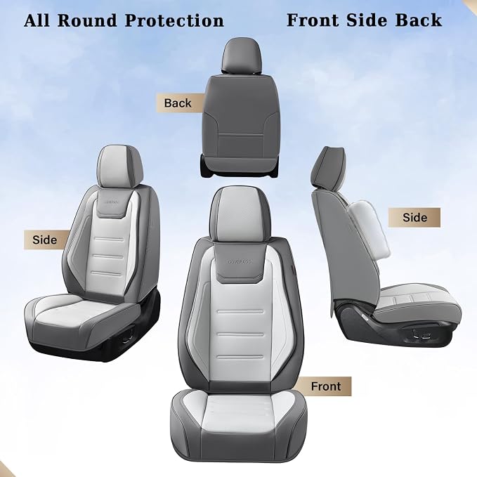 Coverado Car Seat Covers Full Set, Seat Covers for Cars, Front Seat Covers and Back Seat Cover Waterproof Leather Automotive Seat Cover, Universal Car Interior Protectors Cushion for Most Cars - Image 8