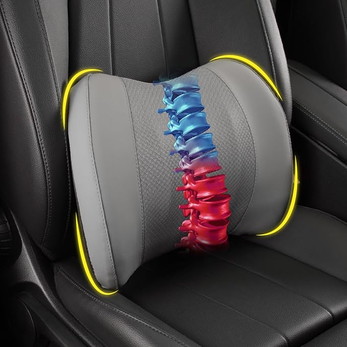 Lofty Aim Lumbar Support Pillow for Car, Car Seat Back Support for Driving | Memory Foam Car Lumbar Support for Driving Seat, Car Back Cushion, Adjustable Straps, Lower Back Pillow, Office Chairs, Gray by LoftyAim