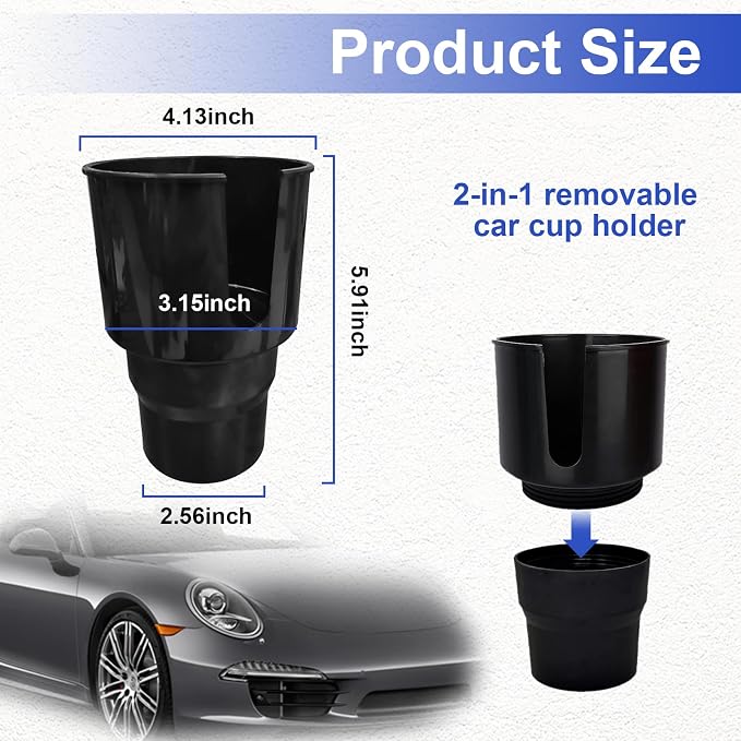 Dickno Cup Holder Expander for Car, 4 Inch Car Cup Holder Expander Adapter, Detachable Expander Car Coffee Mug Adapter Organizer, Car Cup Holder for 32-50 oz Bottles & Cups - Image 2