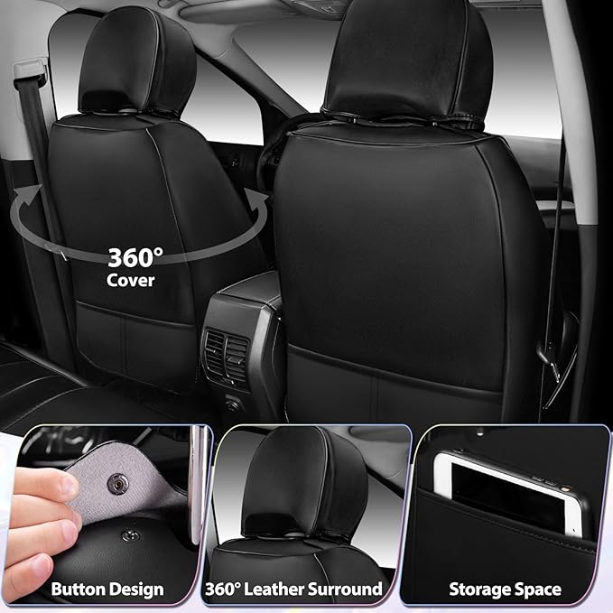CAR PASS Nappa Leather Seat Covers Front Seats Only, Waterproof Faux Leather car Seat Cover 2 Piece Cushions Protector Universal Fit for SUV Truck Automotive Vehicle, Chameleon Iridescent Reflective - Image 3