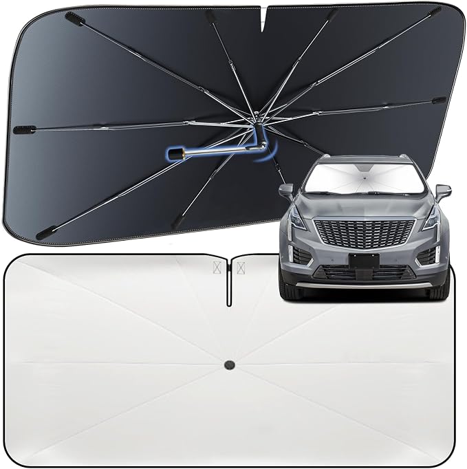 Windshield Sun Shade Umbrella for Cadillac XT5 2017-2026 Front Window | Heat-Reflective Window Shade, Umbrella Sunshade Cover Blocks Heat, Protects Interior, Vehicle-Specific Precision Fit by Fshaanys