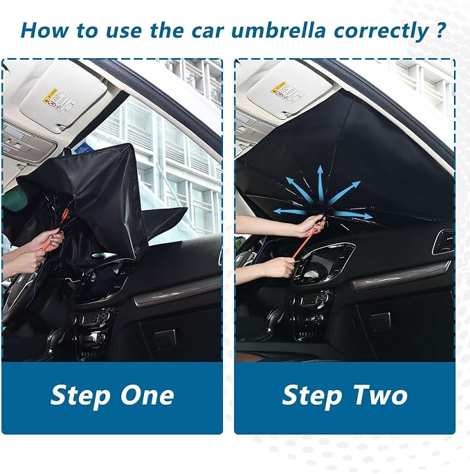 Dark Green Black Car Sun Shade Windshield Car Umbrella Foldable Uv Ray Reflector Front Window Sun Shade Visor Shield Cover - Image 4