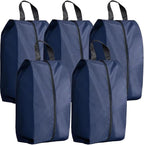 5Pcs XL Travel Shoe Bags Portable Travel Gifts Shoe Organizer with Zipper Closure, Waterproof Nylon Shoe Storage Organizer with Handle Travel Bags For Men and Women, Navy by ASANMEYO