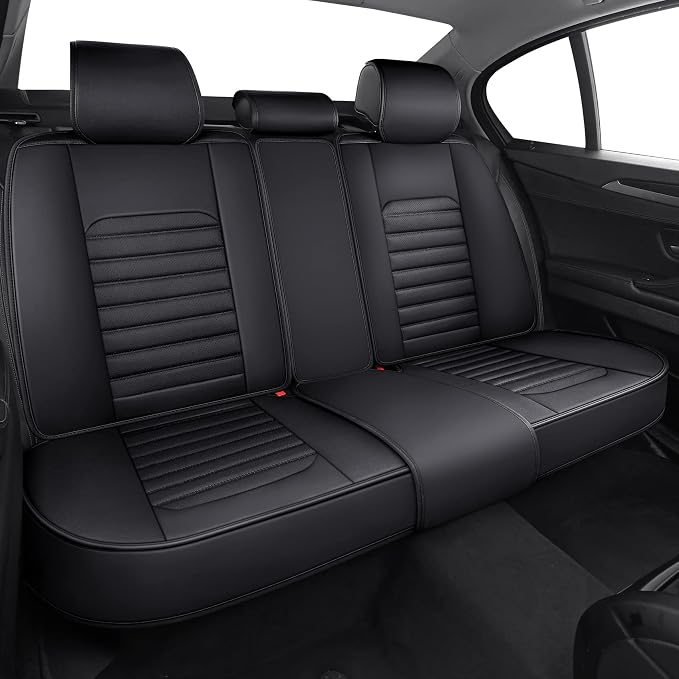 Universal Seat Covers for Cars Waterproof Leather Full Set, Black | Compatible with Toyota Corolla Honda Civic Accord Nissan Altima Sentra Rogue Kia Hyundai VW Subaru Acura RDX Ford - Image 3