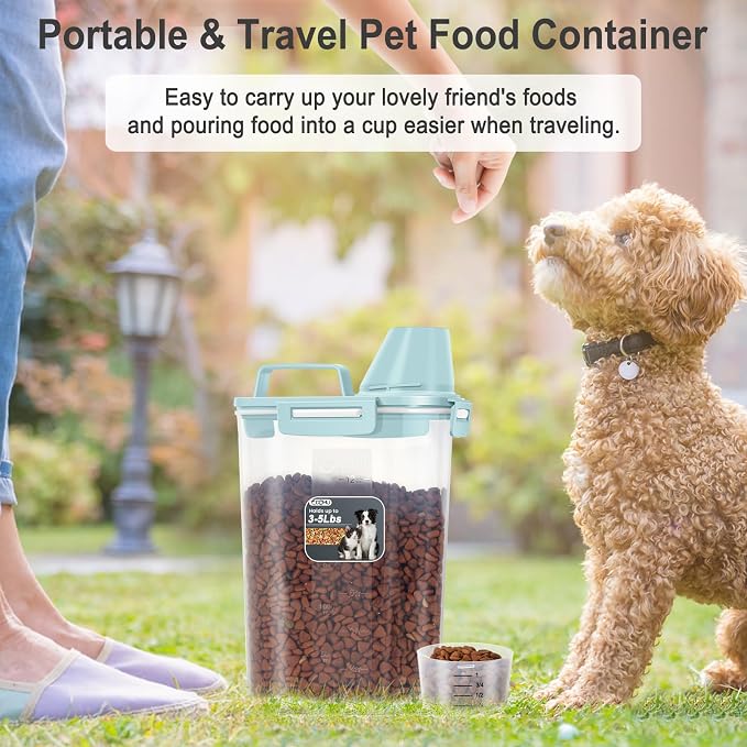Dog Cat Food Storage Container with Cup (Light Blue, 2.5L (2 pack)) | Pet Food Pourable Container Airtight with Large Spout, BPA-Free Plastic Food Dispenser for Pet Food, Bird Seed, Rice, Flour - Image 7