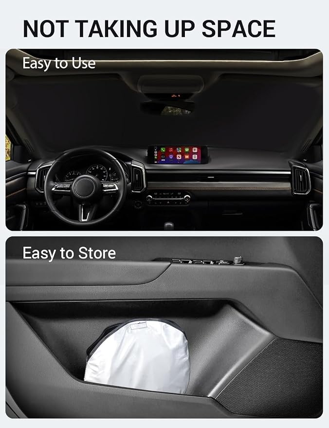 Proadsy Custom Fit 2023-2026 Mazda CX-50 Windshield Sun Shade, Blocks Heat | 240T Heat Shield, Drops Temp 54°F, Blocks 99% UV, Prevents Dashboard Cracking, Summer Parking & Beach Trips, Easy Twist-Fold - Image 9