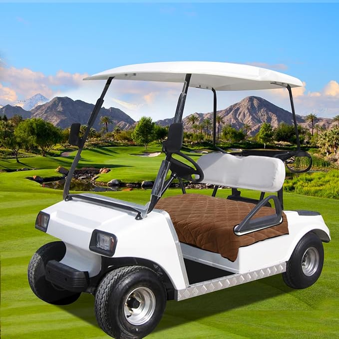 YOKYHOM Golf Cart Seat Covers, Thickened Short Plush Seat Towel Blanket with Non-Slip Backing, Soft & Heavy Duty, Fits Most 2 & 4 Passenger EZGO Yamaha Club Car, 51"x30.5", Dark Brown - Image 7