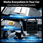 Portable Laptop Car Desk, Extra Large Foldable Workstation Tray | 30" wide cross-armrest tray, no steering wheel attachment , perfect for working,eating, road trips & camping - Image 5
