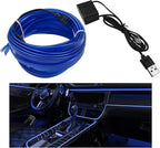 EL Wire Interior Car LED Strip Lights, 16.5FT 5V EL Wire Strip Neon Glowing Strobing Light w/ 5mm Sewing Edge, USB Electroluminescent Ambient Lighting Kit for Car Inside Decoration (Blue) by Pxobiug