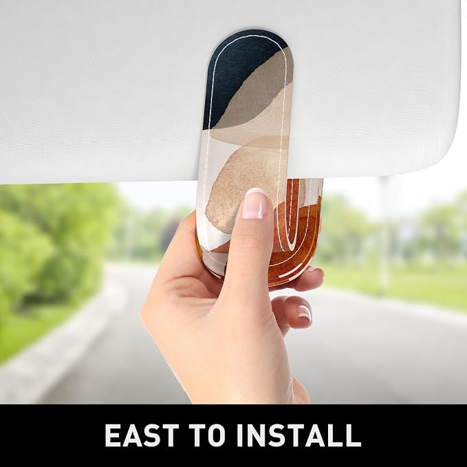 Sunglasses Holder for Car Visor, Magnetic Leather Car Sunglass Holder, Car Sun Visor Glasses Hanger Clip, Car Interior Accessories for Women Men, Fits All Size Eyeglasses - Image 4